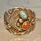 Eagle ring Navajo turquoise coral size 12.50 Sterling silver women men