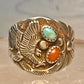 Eagle ring Navajo turquoise coral size 12.50 Sterling silver women men
