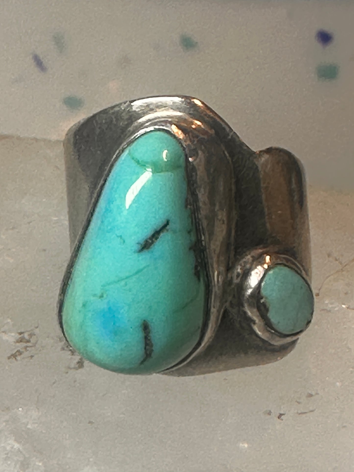 Navajo turquoise ring size 4 sterling silver pinky cigar band women girls