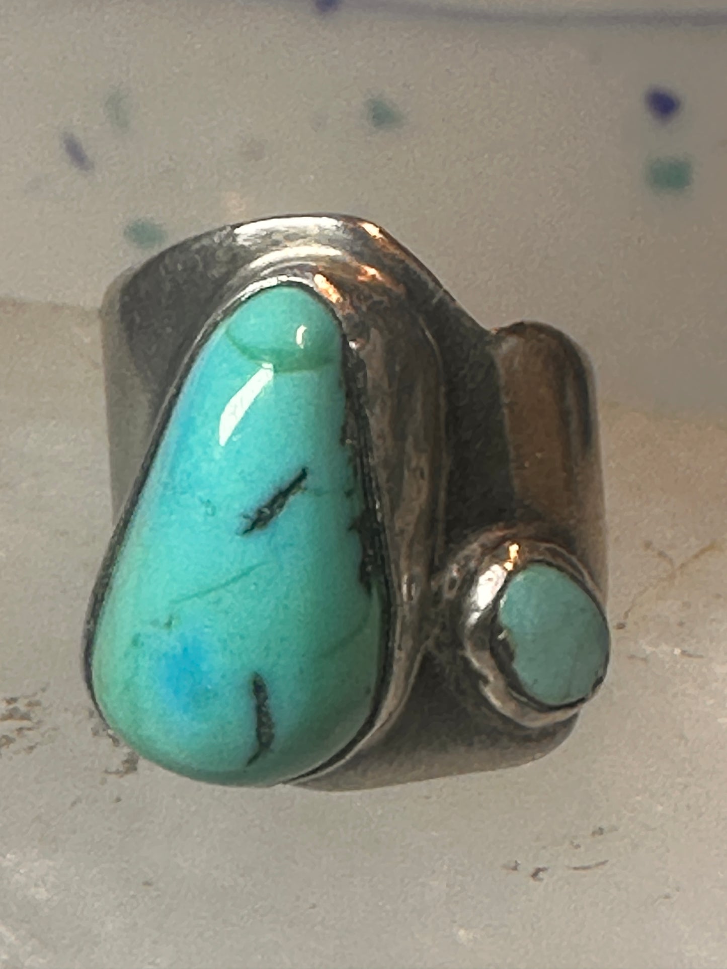 Navajo turquoise ring size 4 sterling silver pinky cigar band women girls