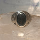 Onyx ring Navajo size 9.25 crossed arrows band sterling silver women men
