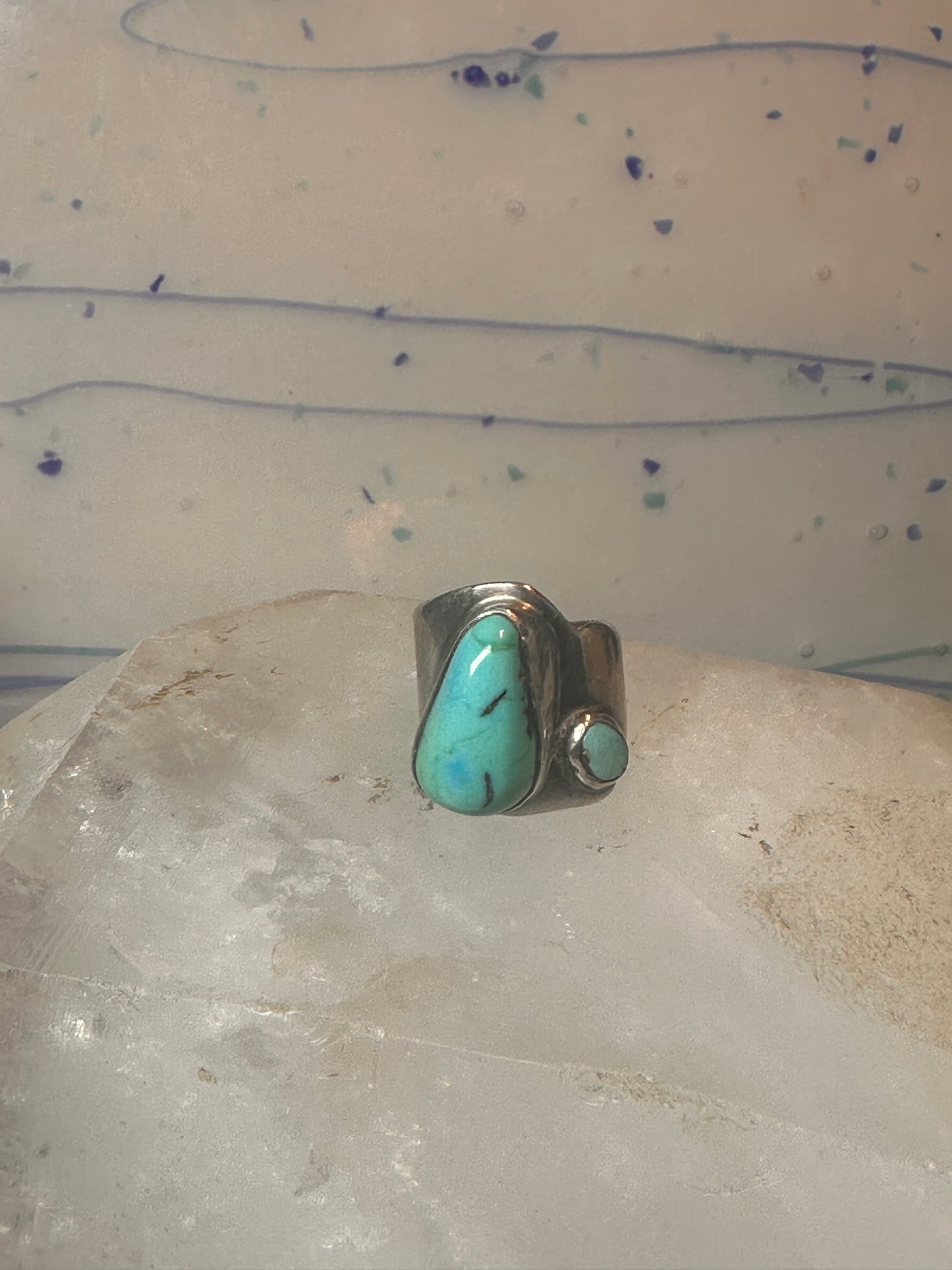 Navajo turquoise ring size 4 sterling silver pinky cigar band women girls