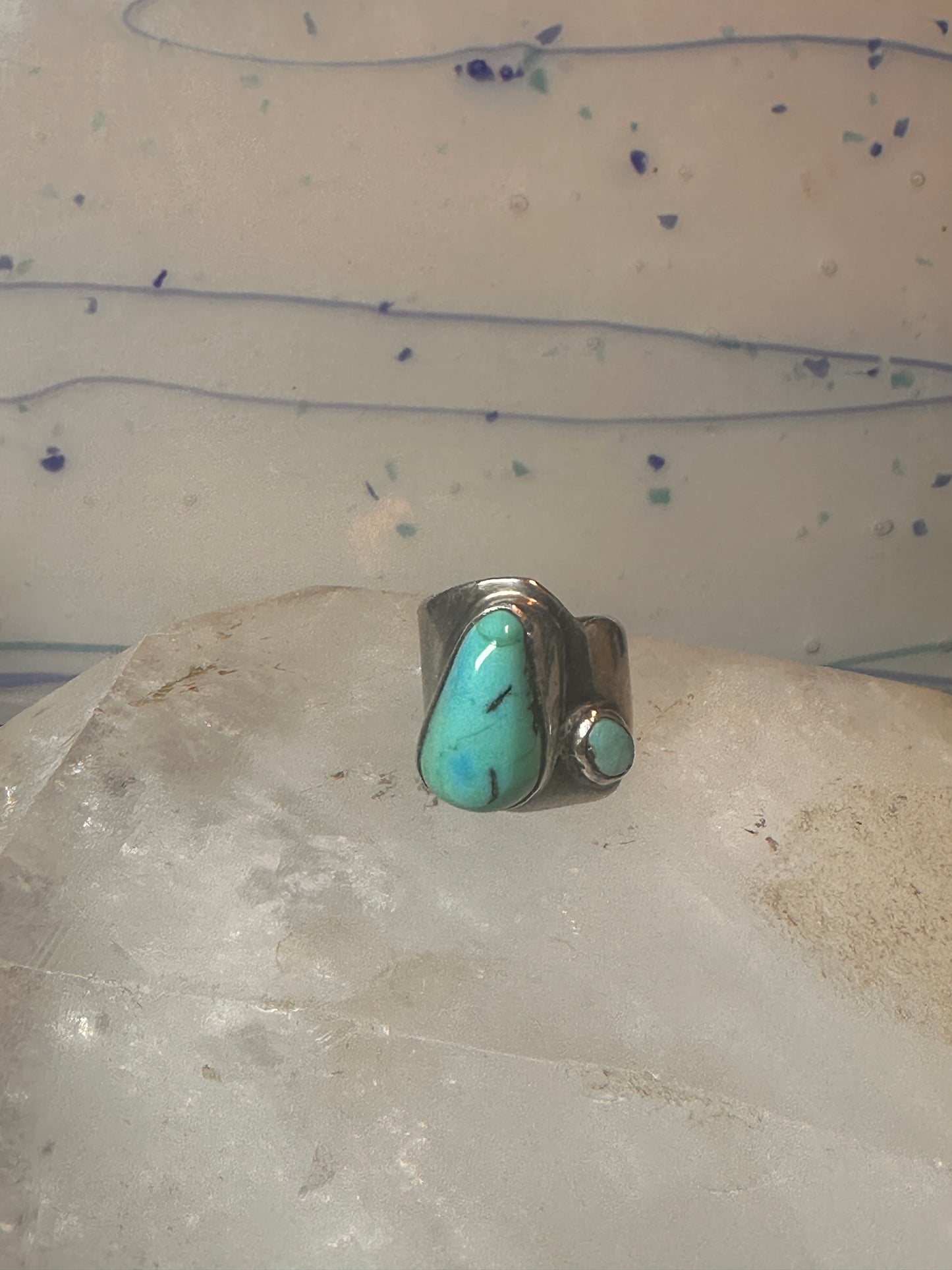 Navajo turquoise ring size 4 sterling silver pinky cigar band women girls