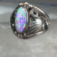 Navajo lab opal ring Nila Cook Johnson leaves band size 7  sterling silver women
