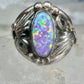 Navajo lab opal ring Nila Cook Johnson leaves band size 7  sterling silver women