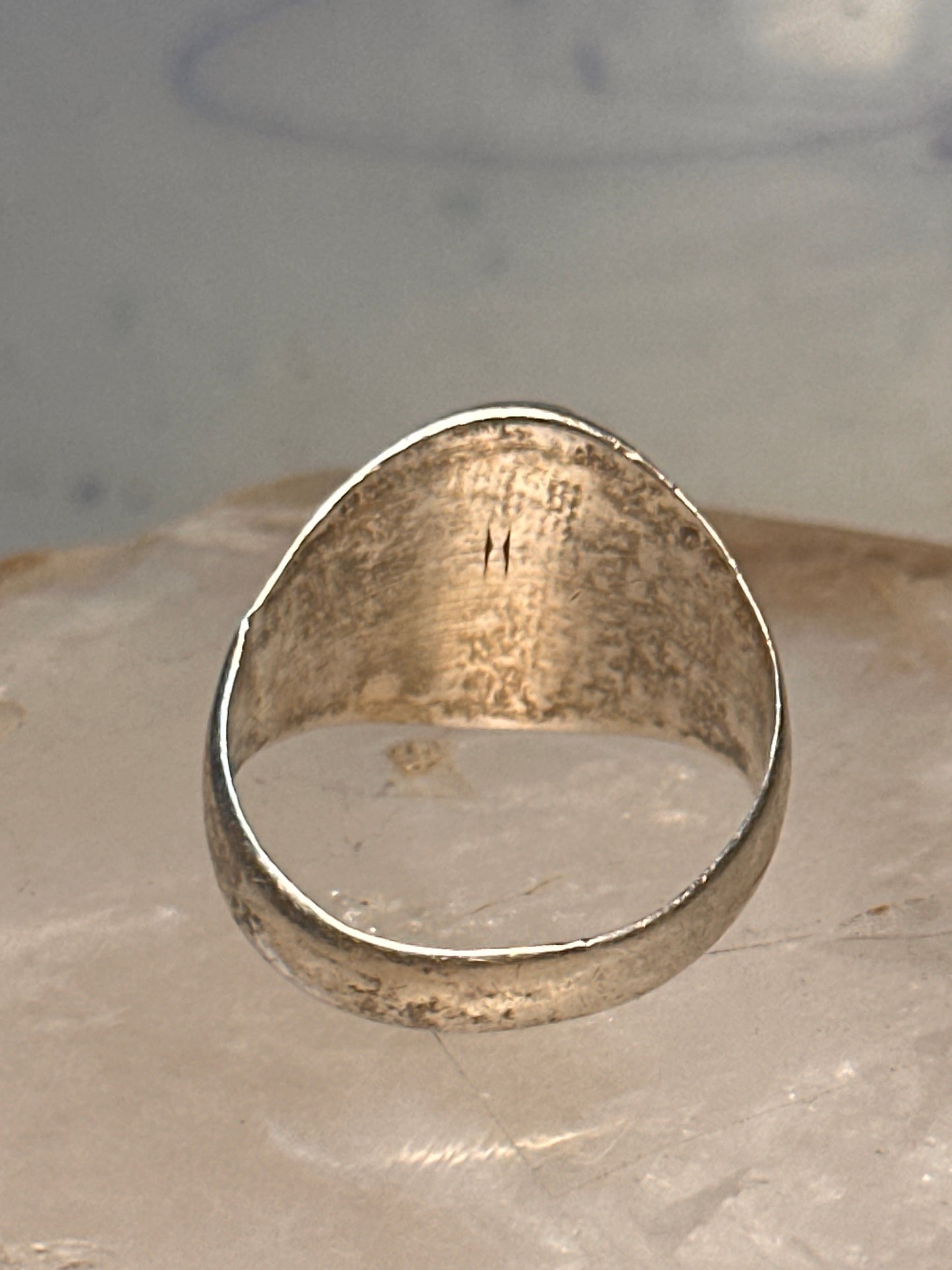 Onyx ring Navajo size 9.25 crossed arrows band sterling silver women men