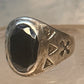 Onyx ring Navajo size 9.25 crossed arrows band sterling silver women men