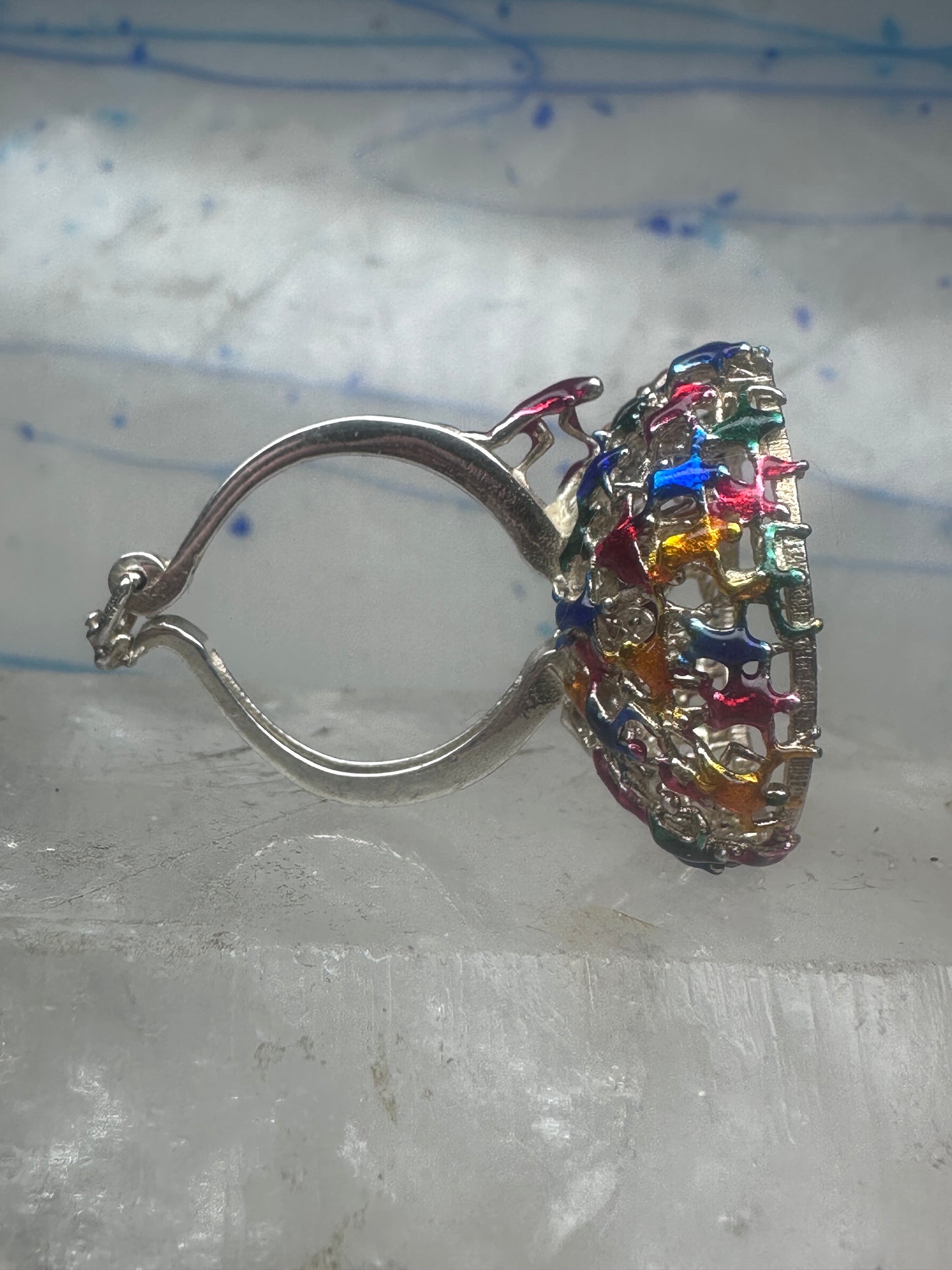 Figurative ring people climbing helping size 7.25 sterling silver women AS IS