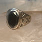 Onyx ring Navajo size 9.25 crossed arrows band sterling silver women men