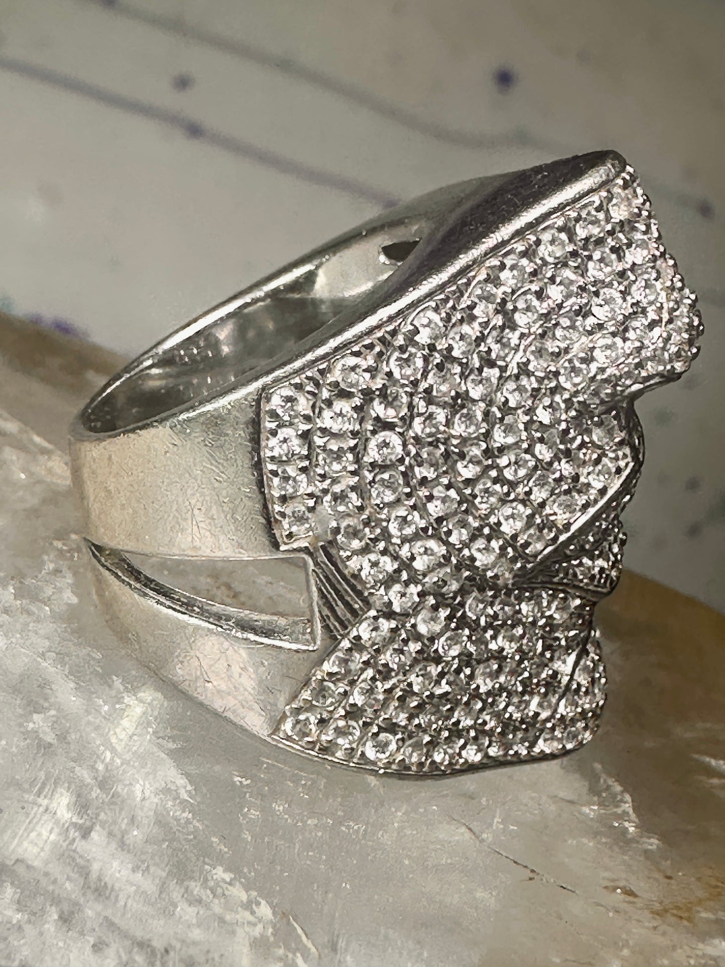 Sonia Bitton ring face pinky CZ band size 4.50 sterling silver women