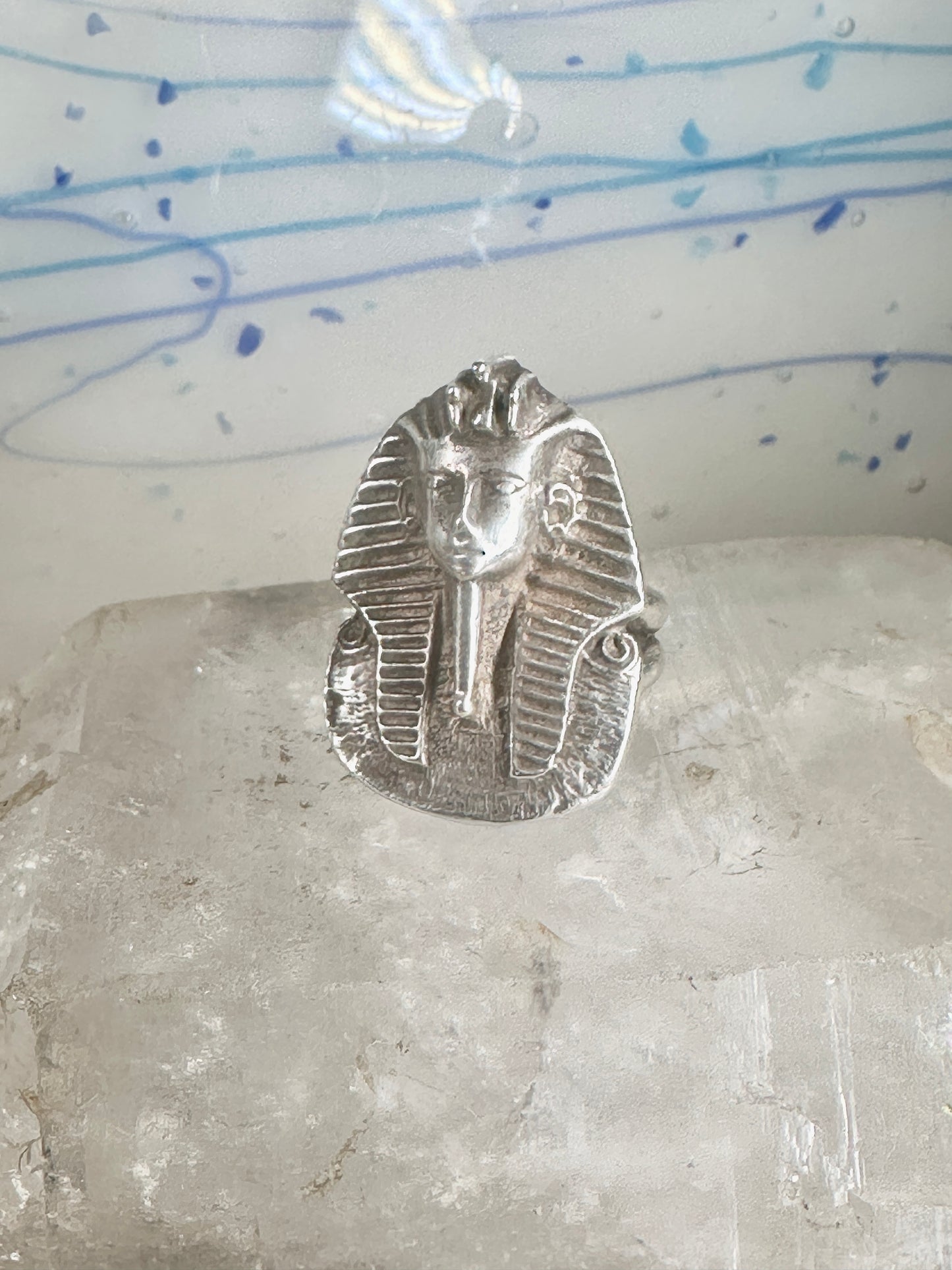 King Tut ring Zuni Egyptian Pharaoh size 9.25 sterling silver women men