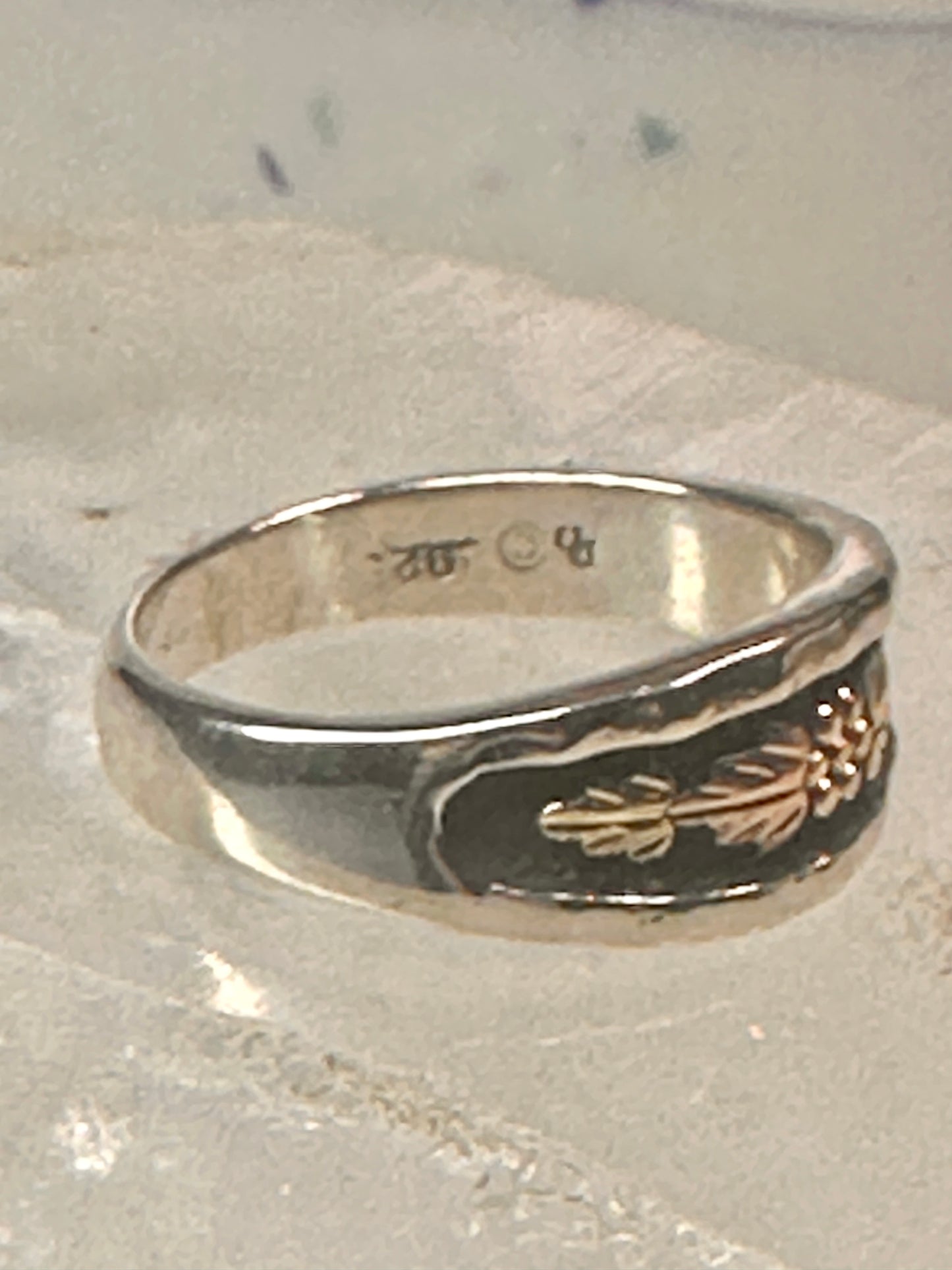 Black Hills Gold ring wedding band leaf size 10.75 sterling silver women men