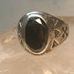 Onyx ring Navajo size 9.25 crossed arrows band sterling silver women men