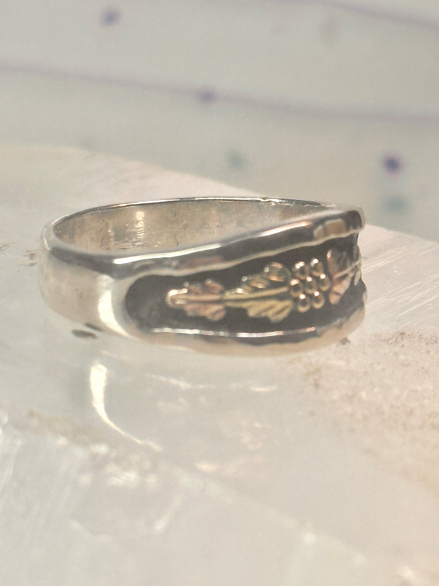 Black Hills Gold ring wedding band leaf size 10.75 sterling silver women men