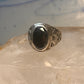 Onyx ring Navajo size 9.25 crossed arrows band sterling silver women men