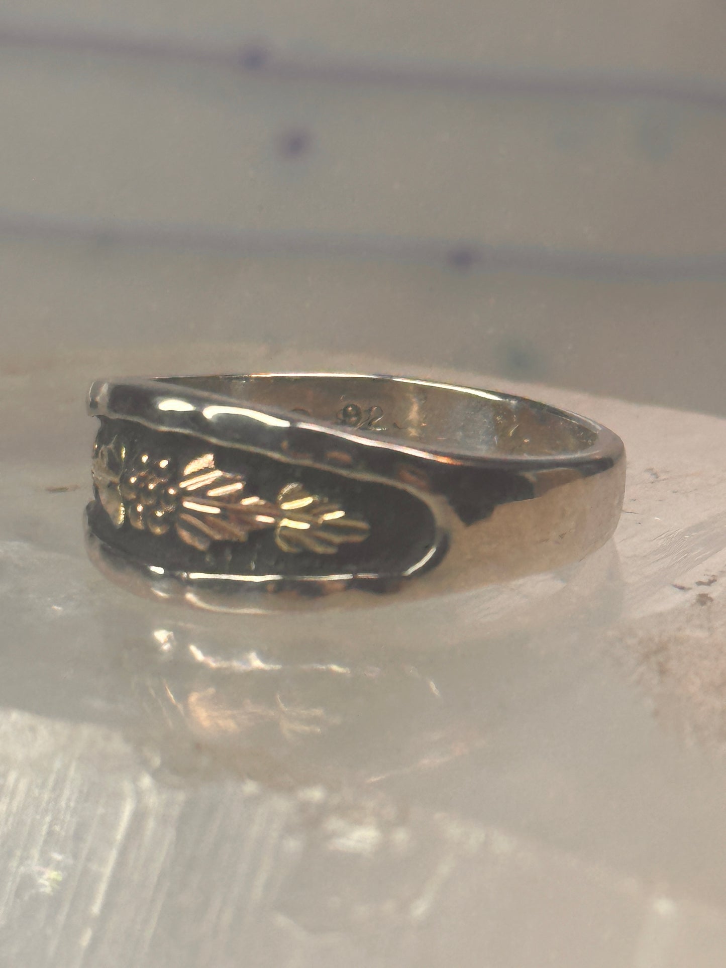 Black Hills Gold ring wedding band leaf size 10.75 sterling silver women men