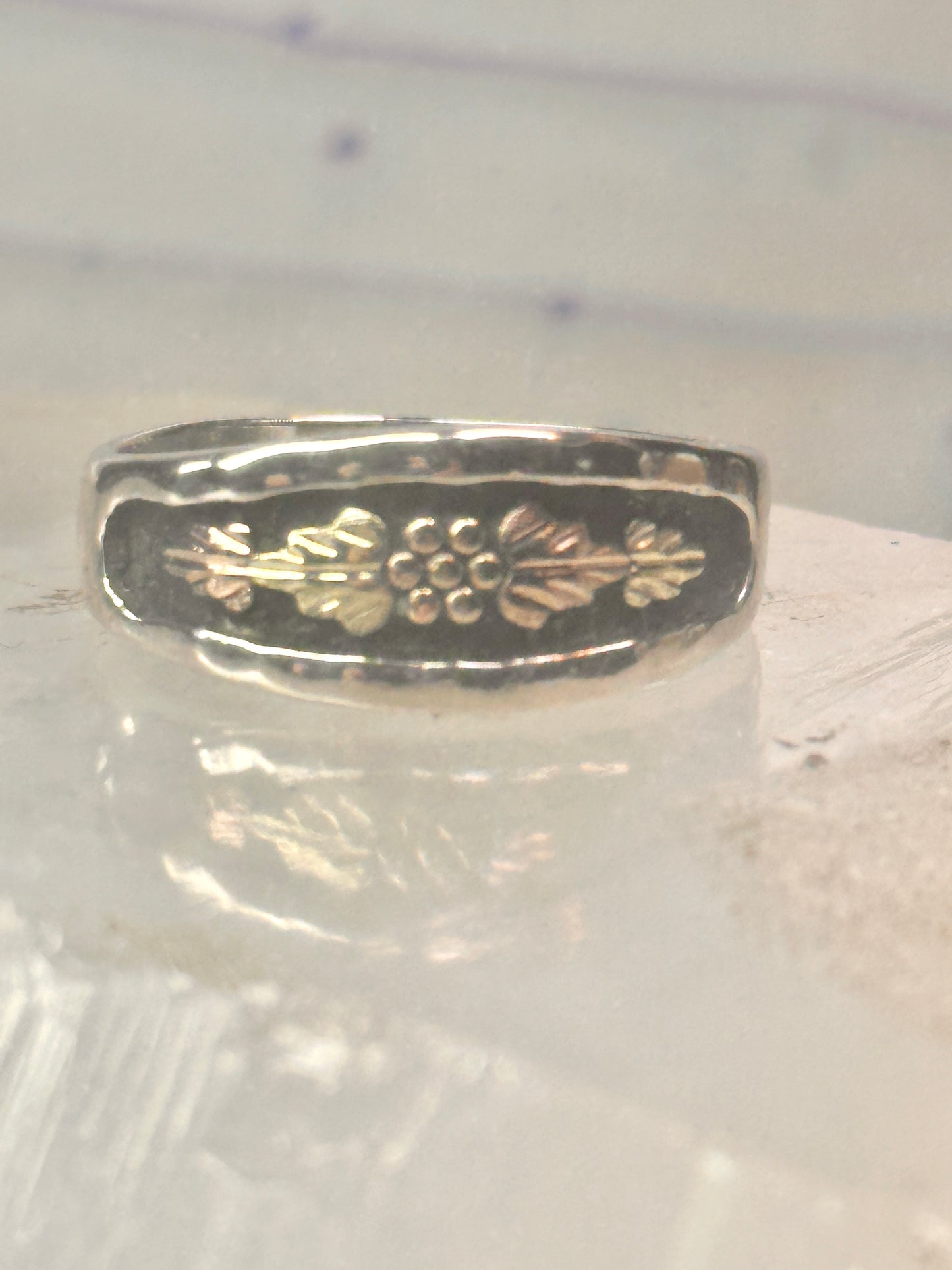 Black Hills Gold ring wedding band leaf size 10.75 sterling silver women men