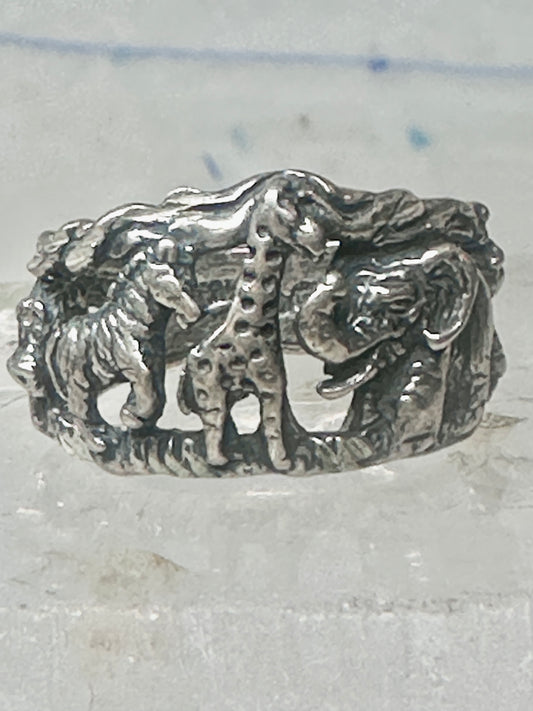 Vintage Signed Ted Ott Navajo Safari Animal Openwork Band Ring Sterling Silver - Size 5.5