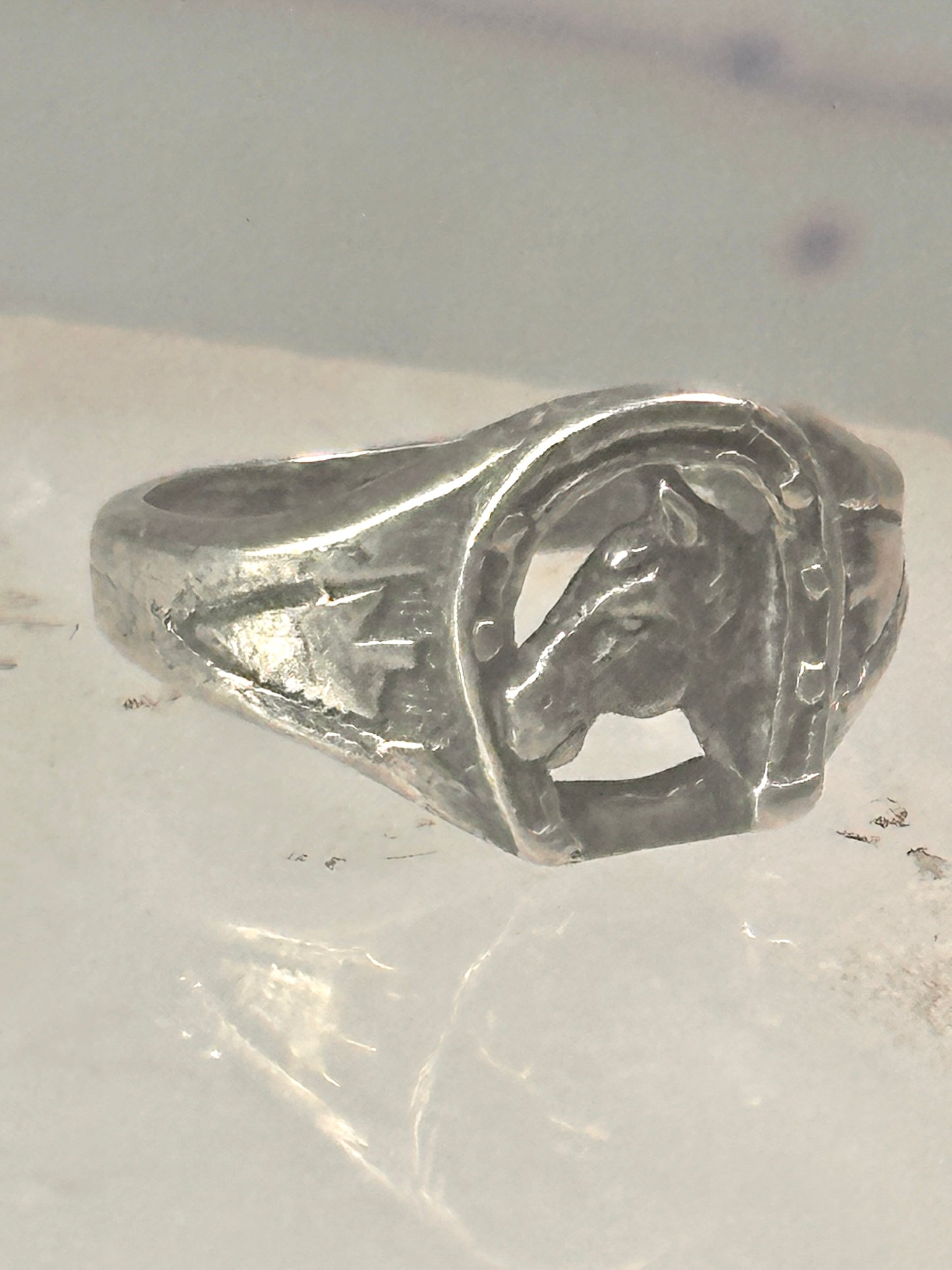Horse Ring horseshoe band arrow southwest size 4.2 pinky cowgirl sterling silver women girls