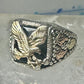 Black Hills Gold Ring eagle leaves Onyx band sterling silver size 8.75 men women