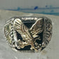 Black Hills Gold Ring eagle leaves Onyx band sterling silver size 8.75 men women