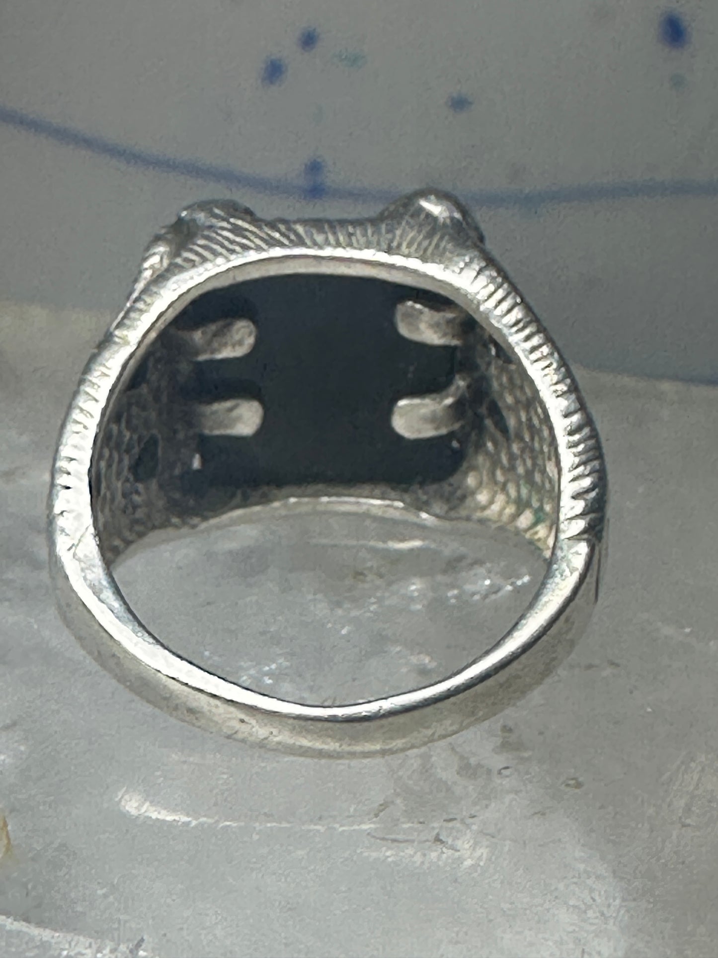 Black Hills Gold Ring eagle leaves Onyx band sterling silver size 8.75 men women