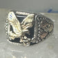 Black Hills Gold Ring eagle leaves Onyx band sterling silver size 8.75 men women