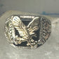 Black Hills Gold Ring eagle leaves Onyx band sterling silver size 8.75 men women