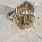 Vintage Face ring in poppy flower Art Nouveau size 6.75 sterling silver women girls