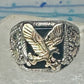 Black Hills Gold Ring eagle leaves Onyx band sterling silver size 8.75 men women
