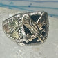 Black Hills Gold Ring eagle leaves Onyx band sterling silver size 8.75 men women