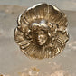 Vintage Face ring in poppy flower Art Nouveau size 6.75 sterling silver women girls