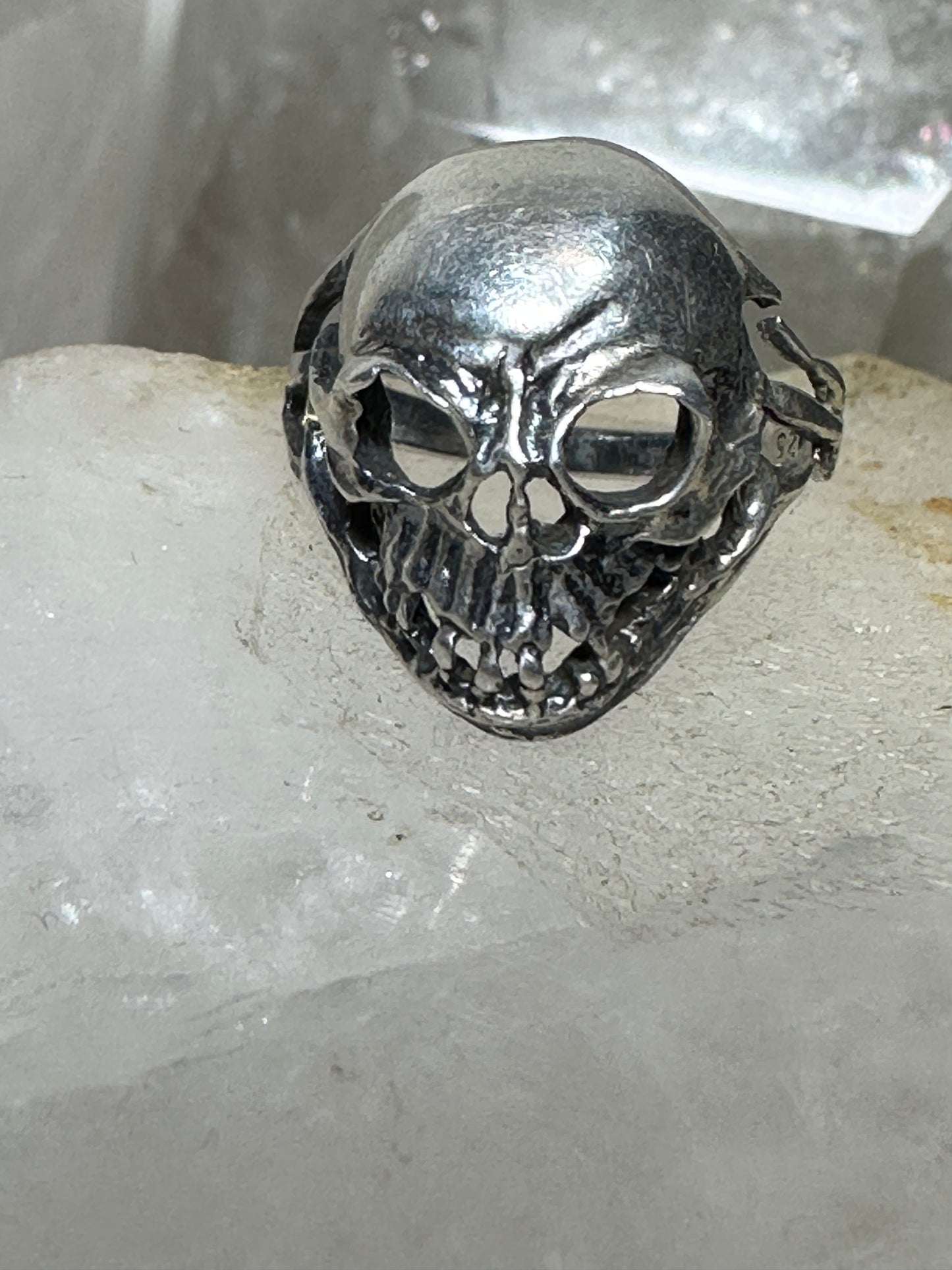 Skull ring  size 6.75 sterling silver biker women girls