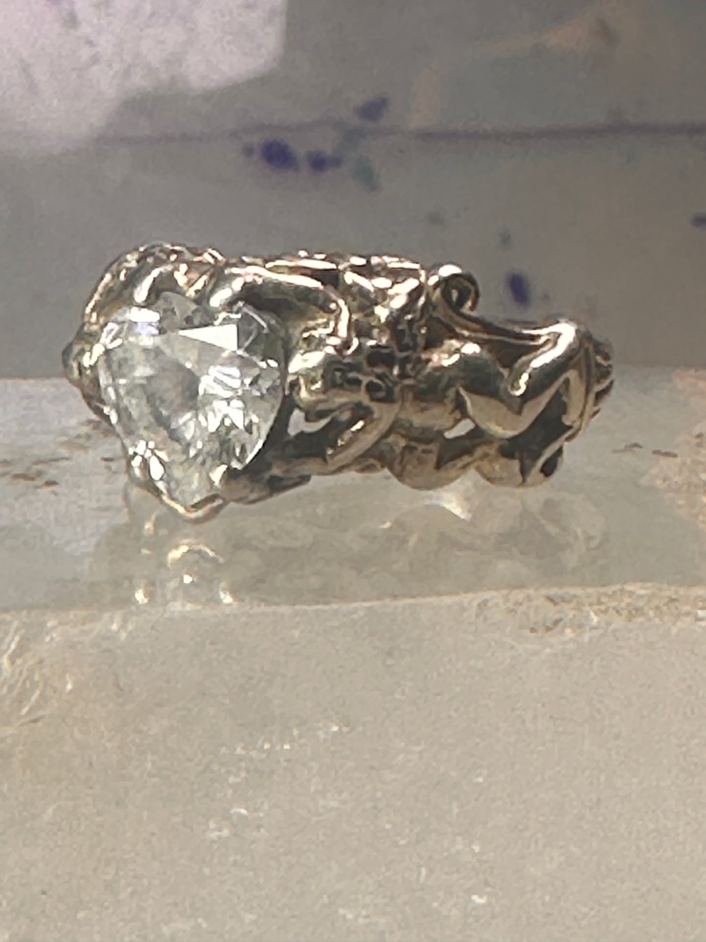 Love Heart Ring Cupid Valentine band size 7 sterling silver women