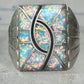 Lab Opal ring size 12 N Lee Navajo hummingbird sterling silver men women