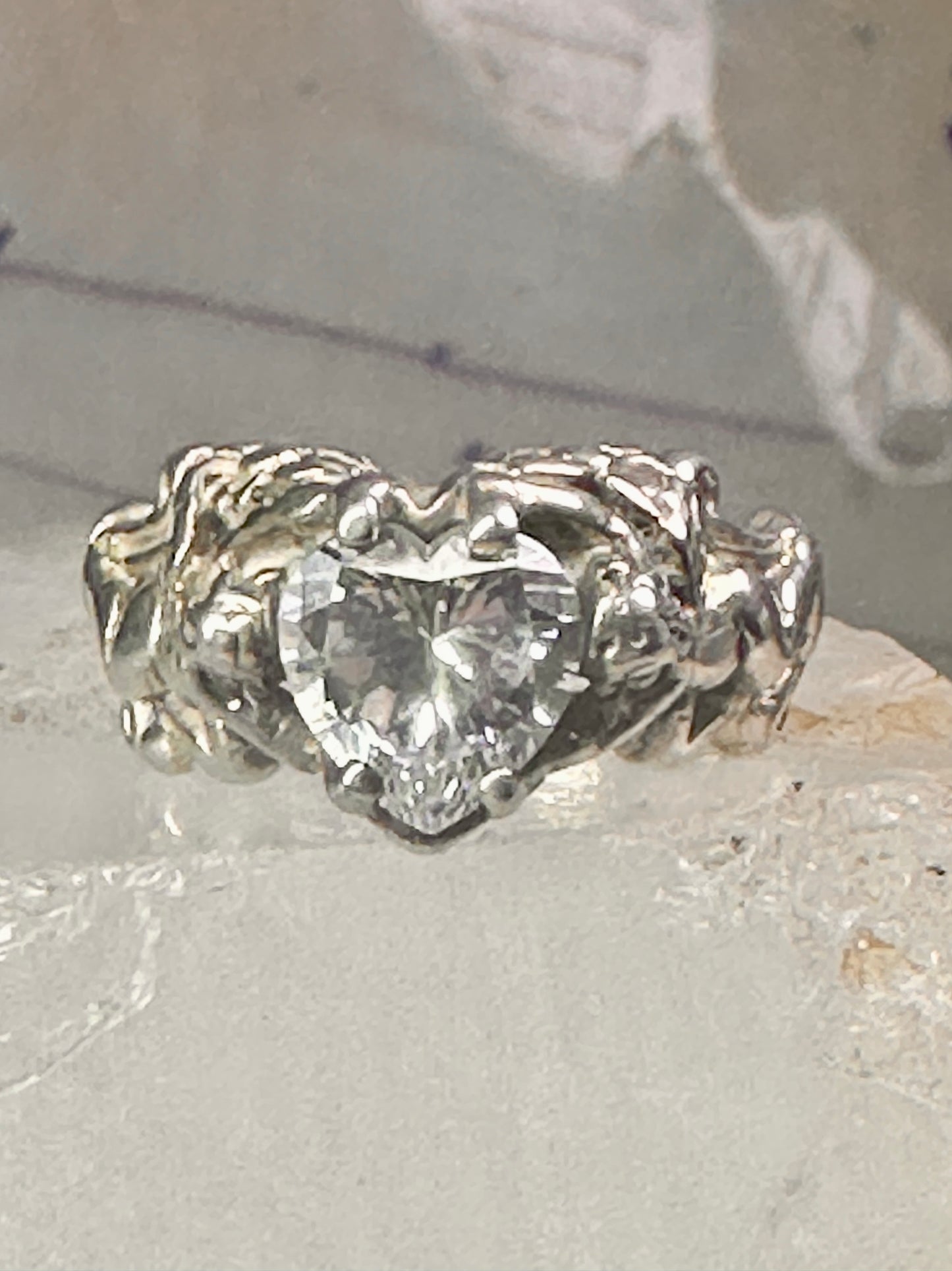 Love Heart Ring Cupid Valentine band size 7 sterling silver women