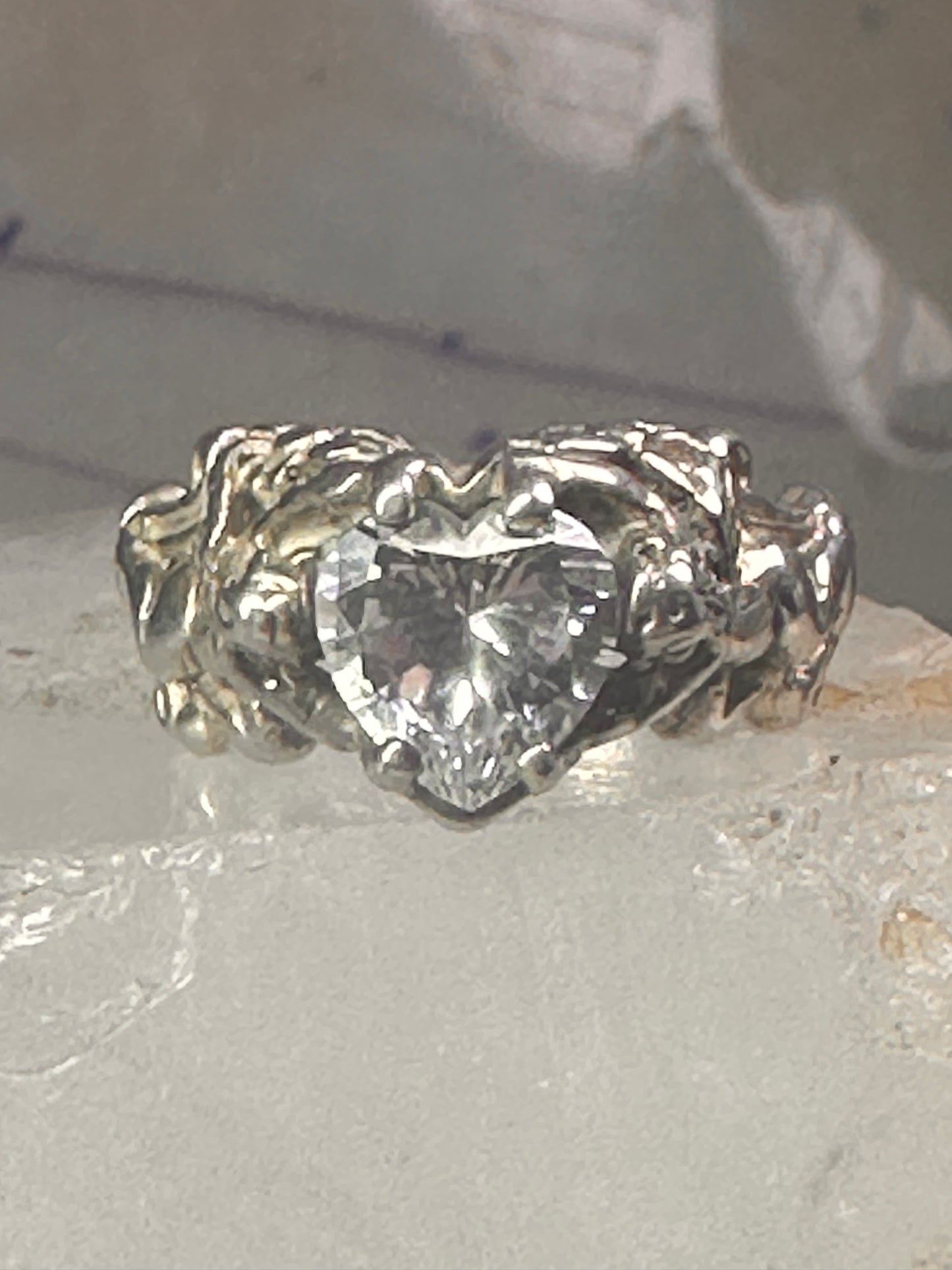 Love Heart Ring Cupid Valentine band size 7 sterling silver women