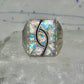 Lab Opal ring size 12 N Lee Navajo hummingbird sterling silver men women
