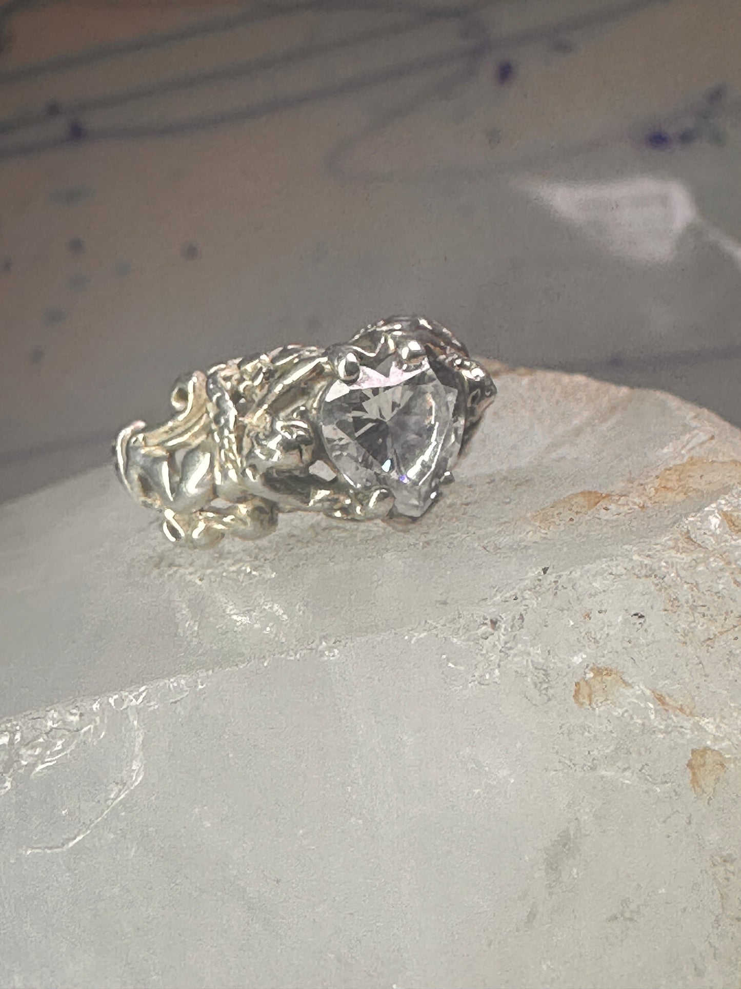 Love Heart Ring Cupid Valentine band size 7 sterling silver women