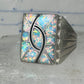 Lab Opal ring size 12 N Lee Navajo hummingbird sterling silver men women
