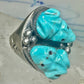 Frog Ring Turquoise carved frogs band coin silver size 12.25 men women