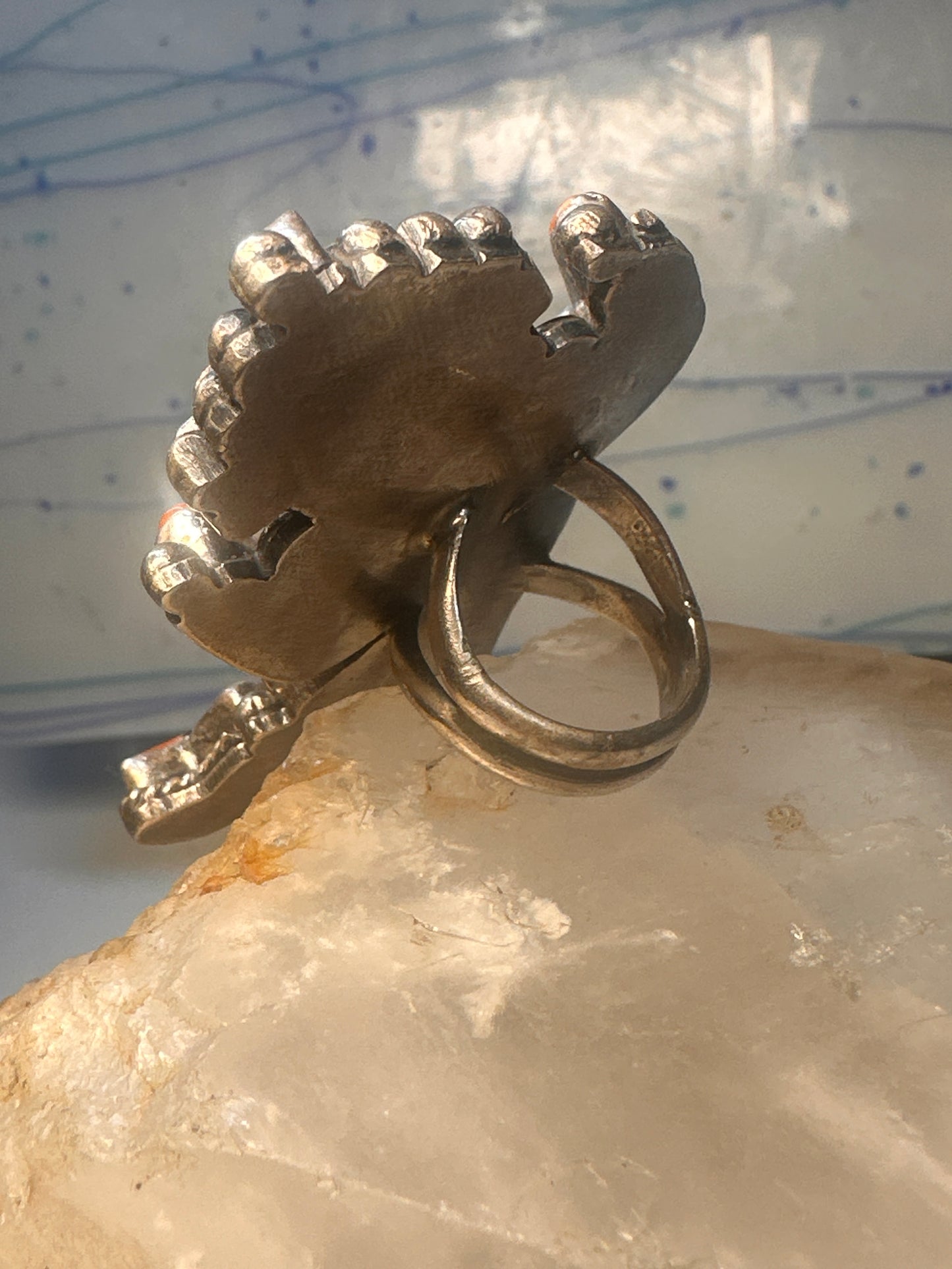 Vintage Kachina ring heavy large Zuni size 6 sterling silver women&nbsp;