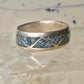 Zuni ring wedding band turquoise chips size 9 sterling silver women men