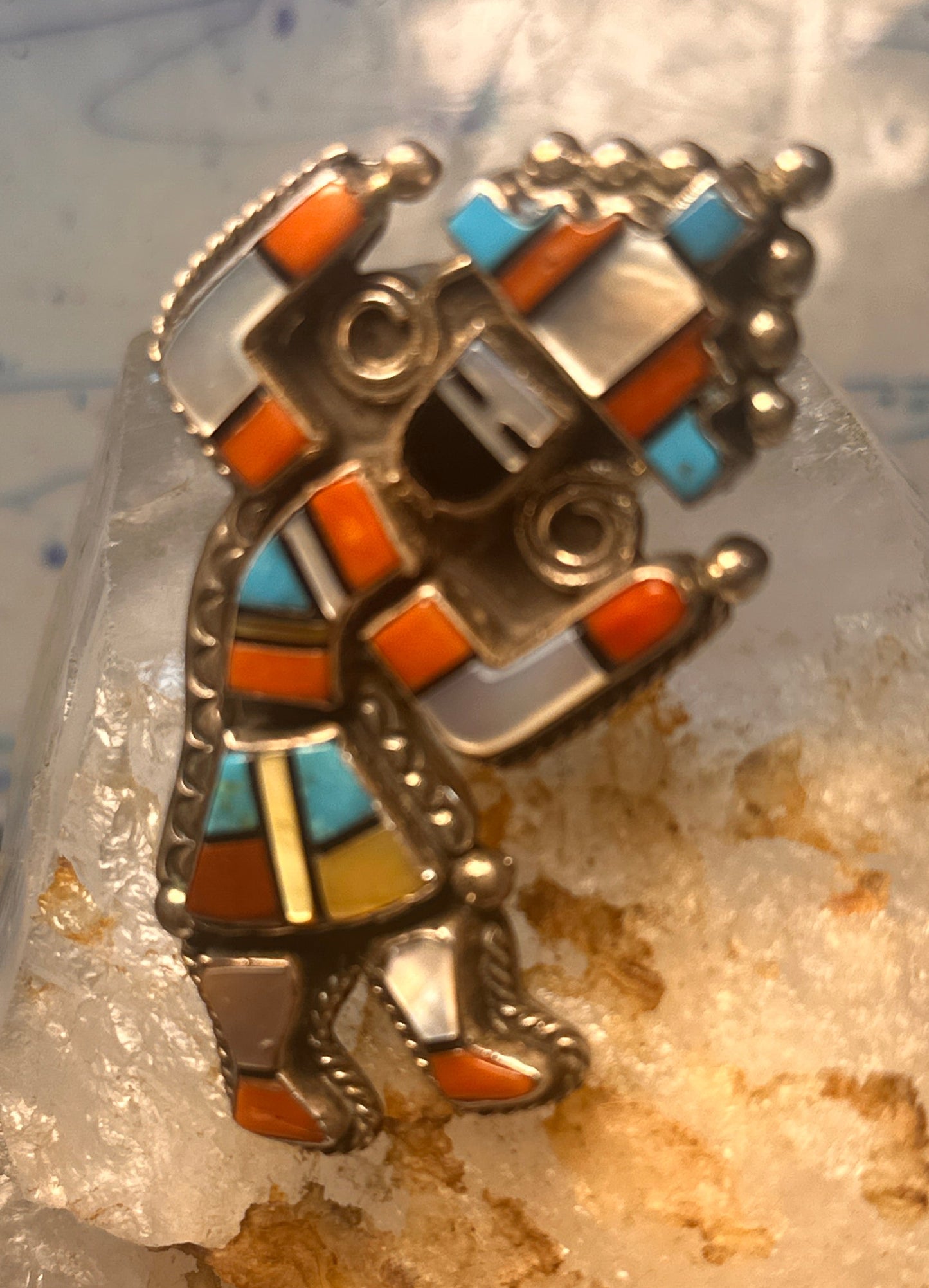 Vintage Kachina ring heavy large Zuni size 6 sterling silver women&nbsp;