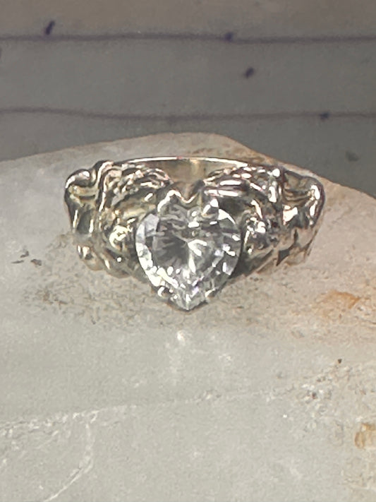 Love Heart Ring Cupid Valentine band size 7 sterling silver women