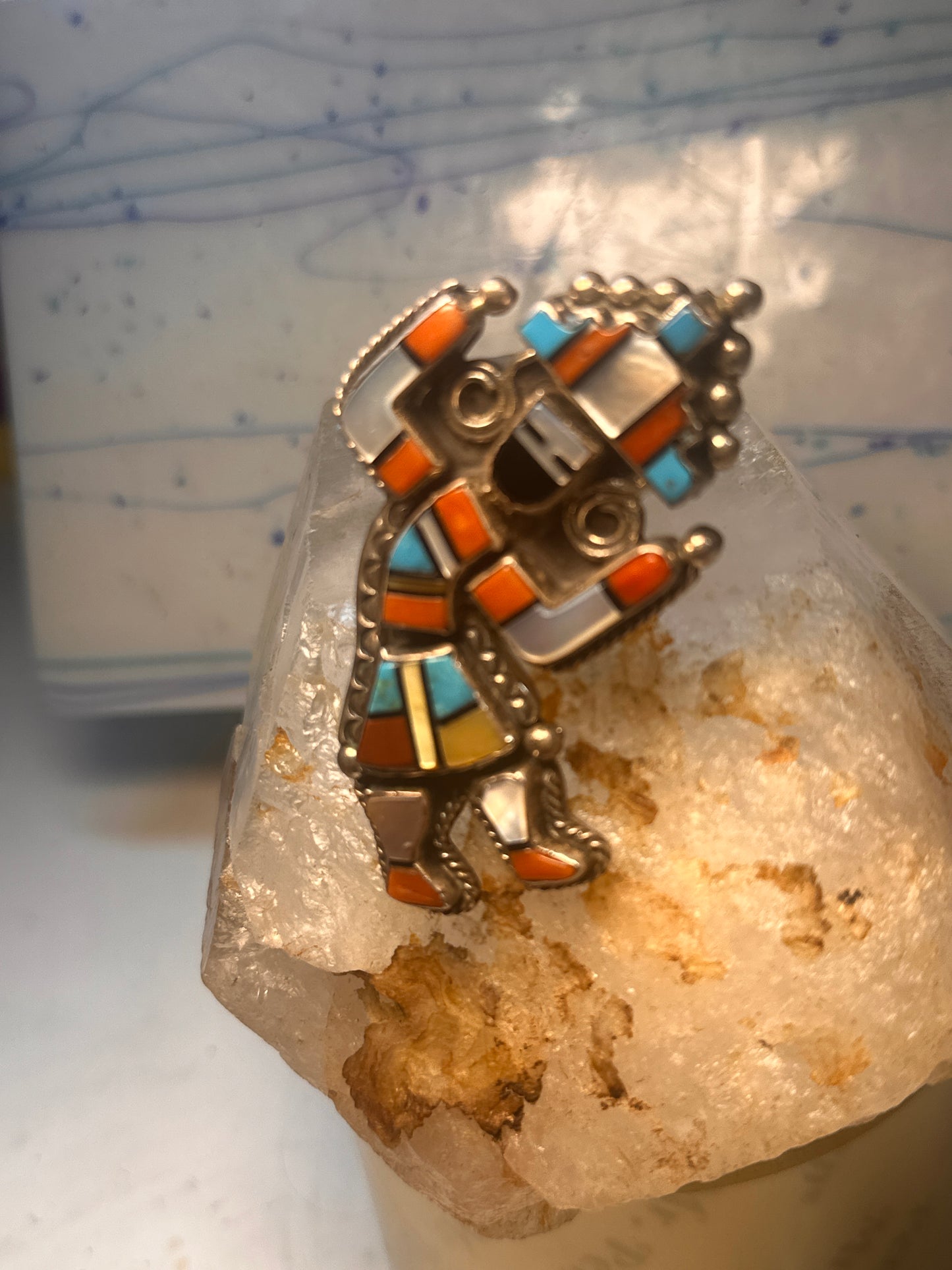 Vintage Kachina ring heavy large Zuni size 6 sterling silver women&nbsp;