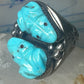 Frog Ring Turquoise carved frogs band coin silver size 12.25 men women