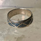 Zuni ring wedding band turquoise chips size 9 sterling silver women men