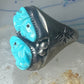Frog Ring Turquoise carved frogs band coin silver size 12.25 men women