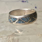 Zuni ring wedding band turquoise chips size 9 sterling silver women men
